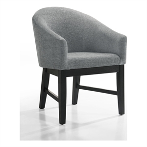 Maklaine Set of 2 Gray Fabric Barrel Dining Chair with Black Finish Legs