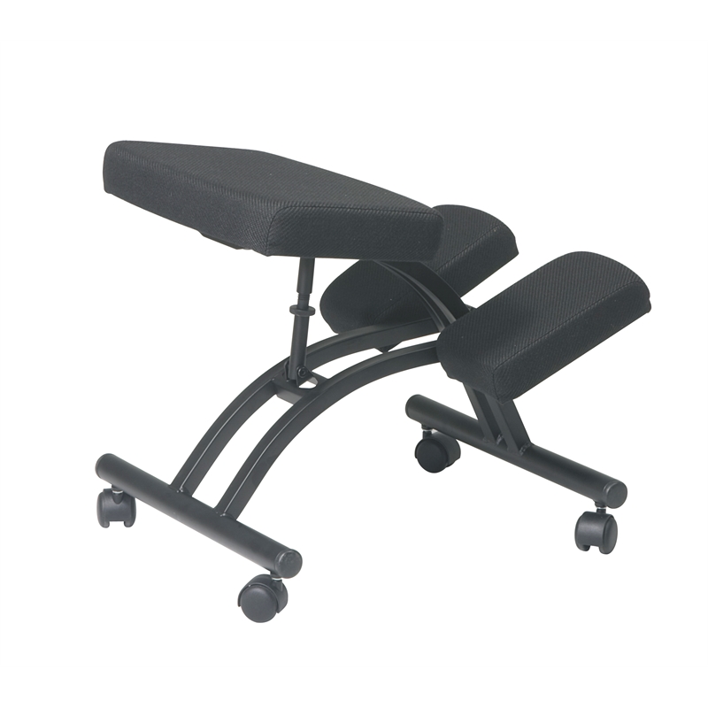 Maklaine Ergonomic Knee Chair with Memory Foam in Black and Metal Frame