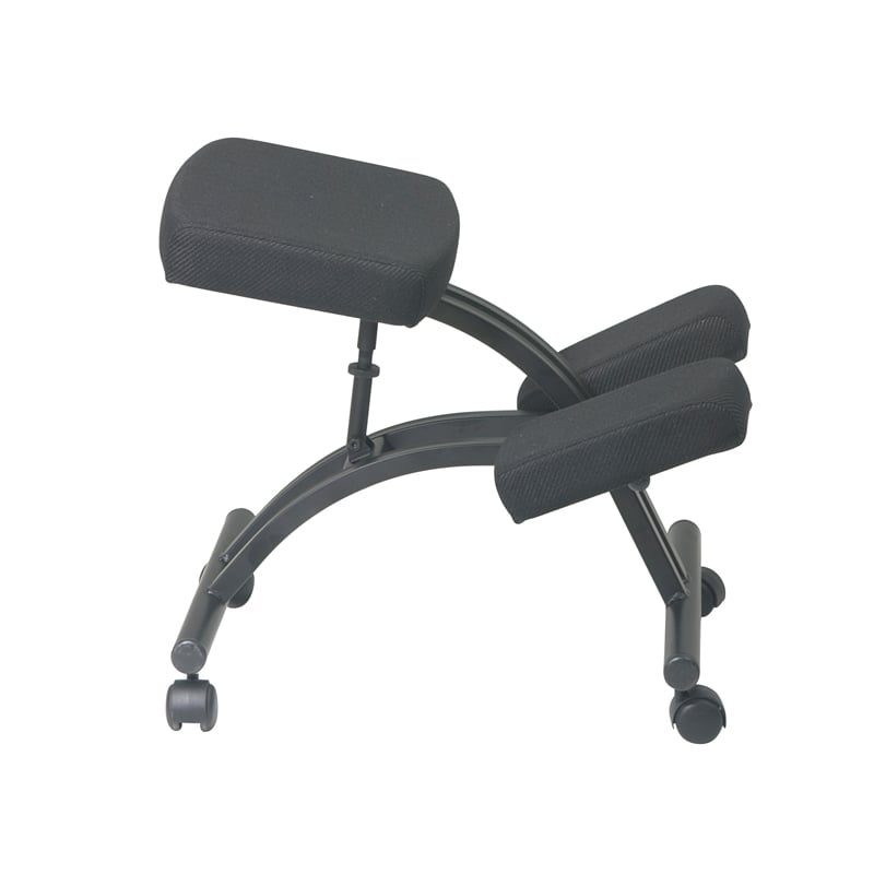 Maklaine Ergonomic Knee Chair with Memory Foam in Black and Metal Frame