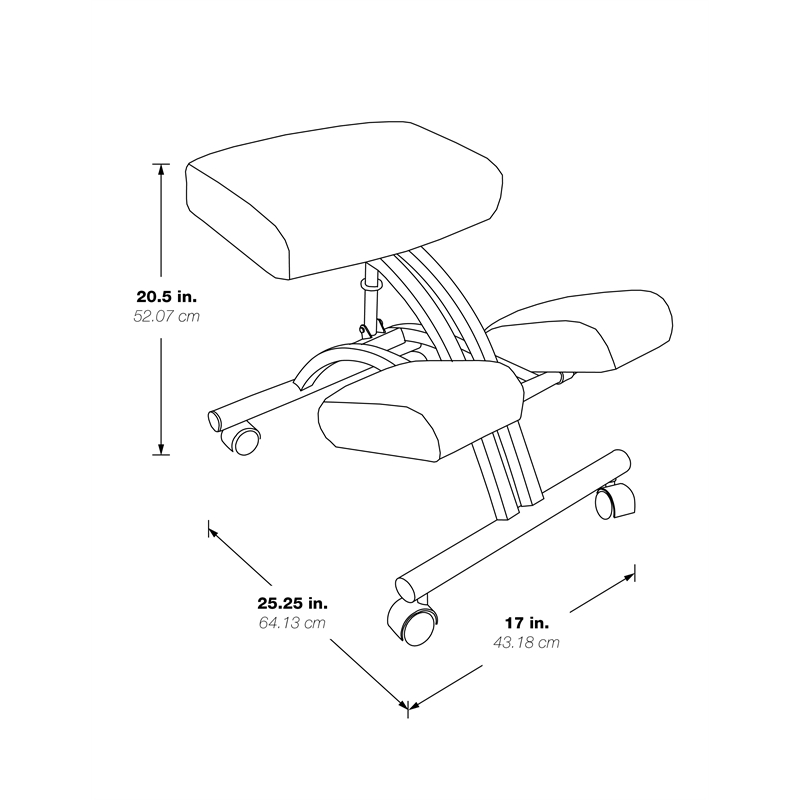 Maklaine Ergonomic Knee Chair with Memory Foam in Black and Metal Frame