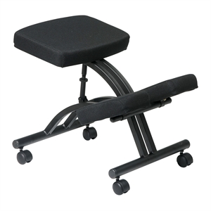 Maklaine Ergonomic Knee Chair with Memory Foam in Black and Metal Frame