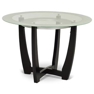 Maklaine 45&quot Round Glass Top Dining Table in Espresso Finish Base