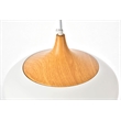 Maklaine Transitional 1 Light Aluminum Pendant in White & Natural Wood