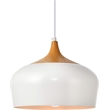 Maklaine Transitional 1 Light Aluminum Pendant in White & Natural Wood