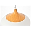 Maklaine Transitional 1 Light Aluminum Pendant in White & Natural Wood