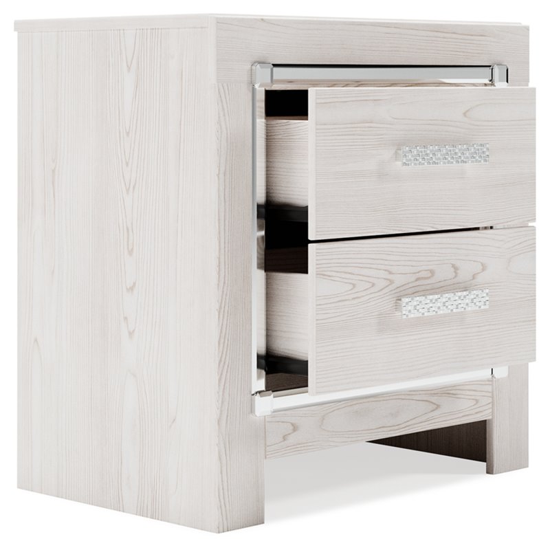Maklaine Contemporary Two Drawer Engineered Wood Night Stand in White