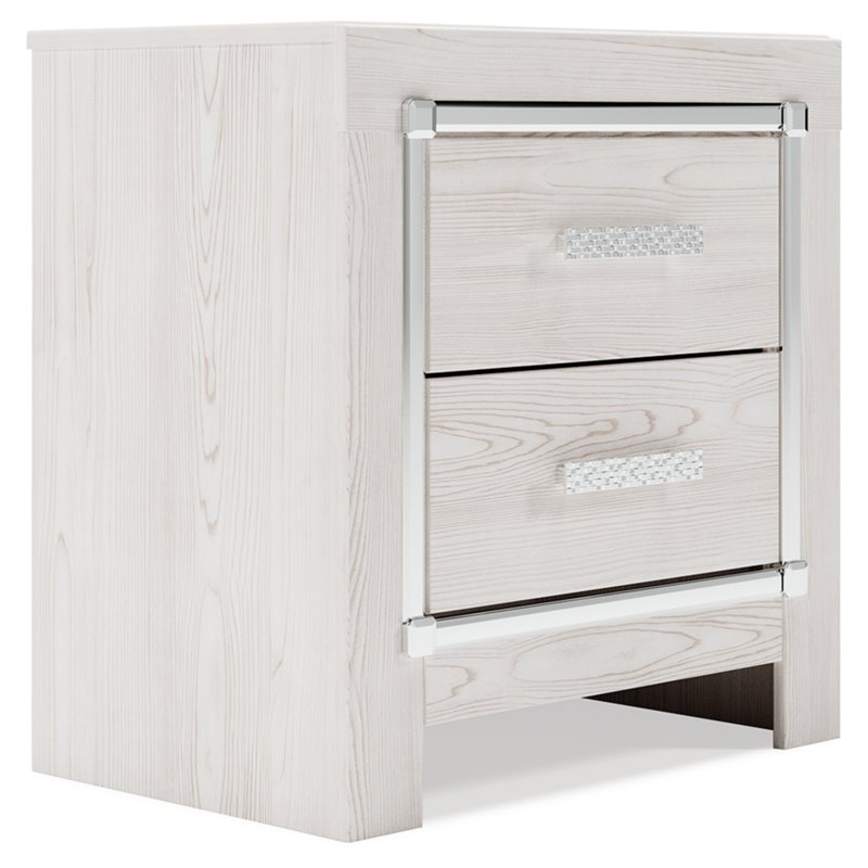 Maklaine Contemporary Two Drawer Engineered Wood Night Stand in White