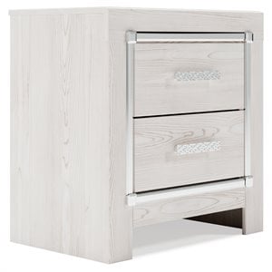 Maklaine Contemporary Two Drawer Engineered Wood Night Stand in White