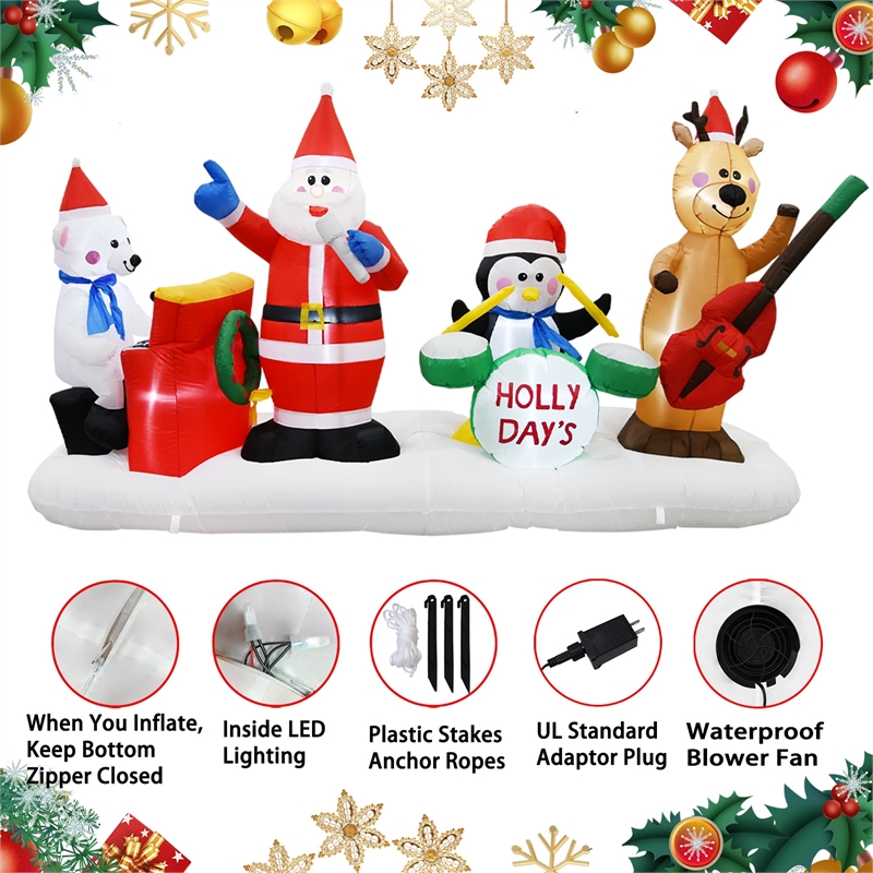 Maklaine Contemporary 9FT Multi-Colored Christmas Band Inflatable