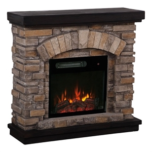 Maklaine 36&quot Magnesium Oxide Freestanding Electric Fireplace in Tan