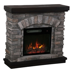 Maklaine 36&quot Magnesium Oxide Freestanding Electric Fireplace in Gray