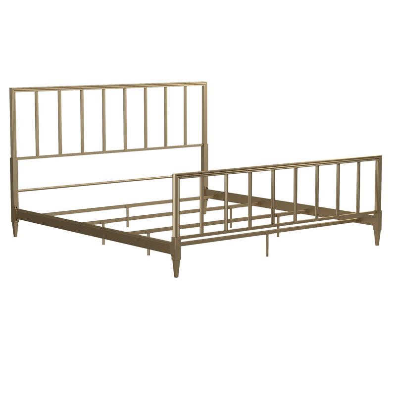 Maklaine Elegant Modern Transitional Brass Metal Bed in King Size