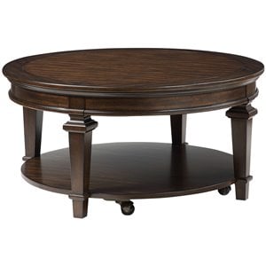 Maklaine 40&quot Round Traditional Wooden Coffee Table in Espresso