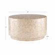 Maklaine Round Coffee/Accent Table in Gold/Ivory Capiz Shell Mosaic Finish