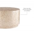 Maklaine Round Coffee/Accent Table in Gold/Ivory Capiz Shell Mosaic Finish
