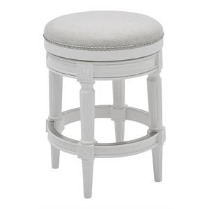 Maklaine Retro 26&quot Backless Counter Height Swivel Stool in White