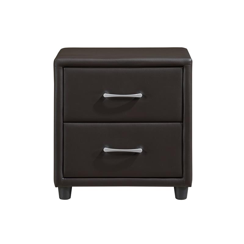 Maklaine 2-Drawers Contemporary Wood Nightstand in Dark Brown