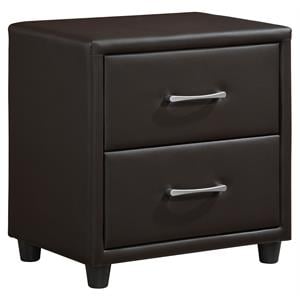 Maklaine 2-Drawers Contemporary Wood Nightstand in Dark Brown