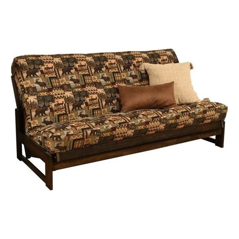 Maklaine Full-size Futon in Brown Peter's Cabin Print-Frame Not Included