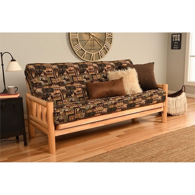 Maklaine Full-size Futon in Brown Peter's Cabin Print-Frame Not Included