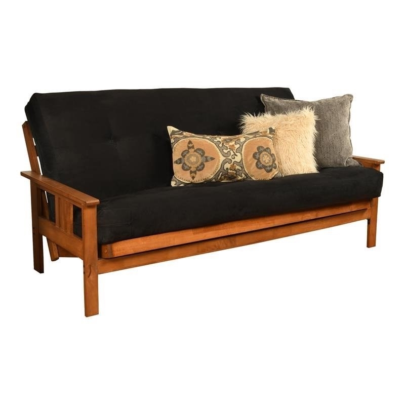 Maklaine Full-size Suede Fabric Futon in Black-Frame Not Included
