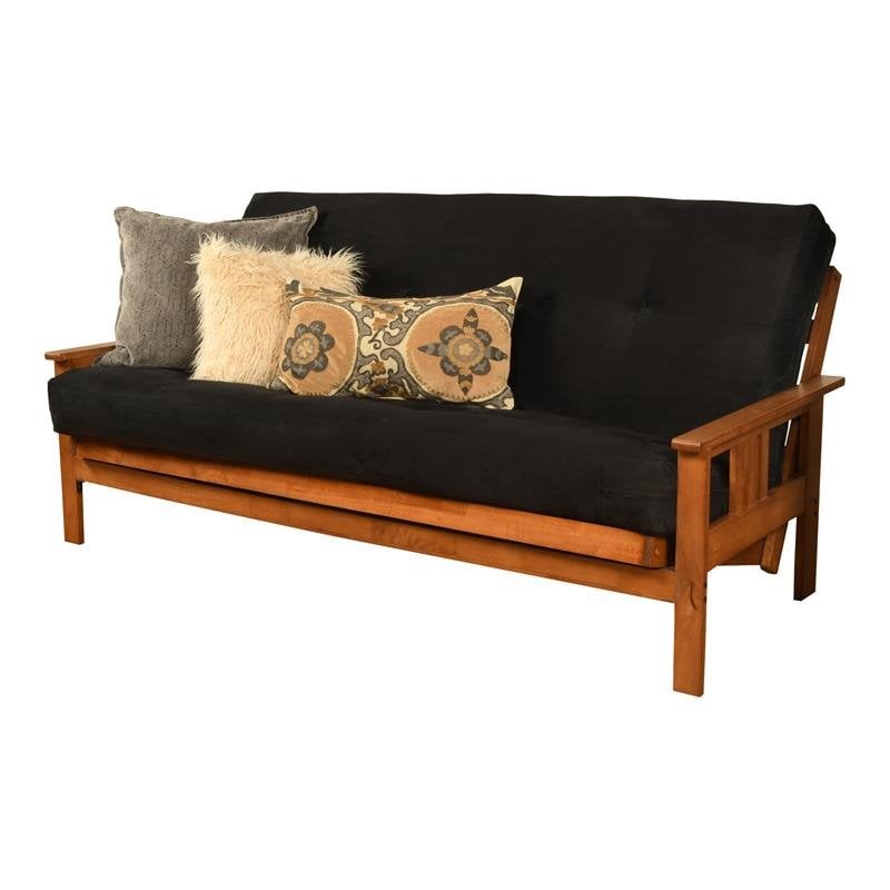 Maklaine Full-size Suede Fabric Futon in Black-Frame Not Included