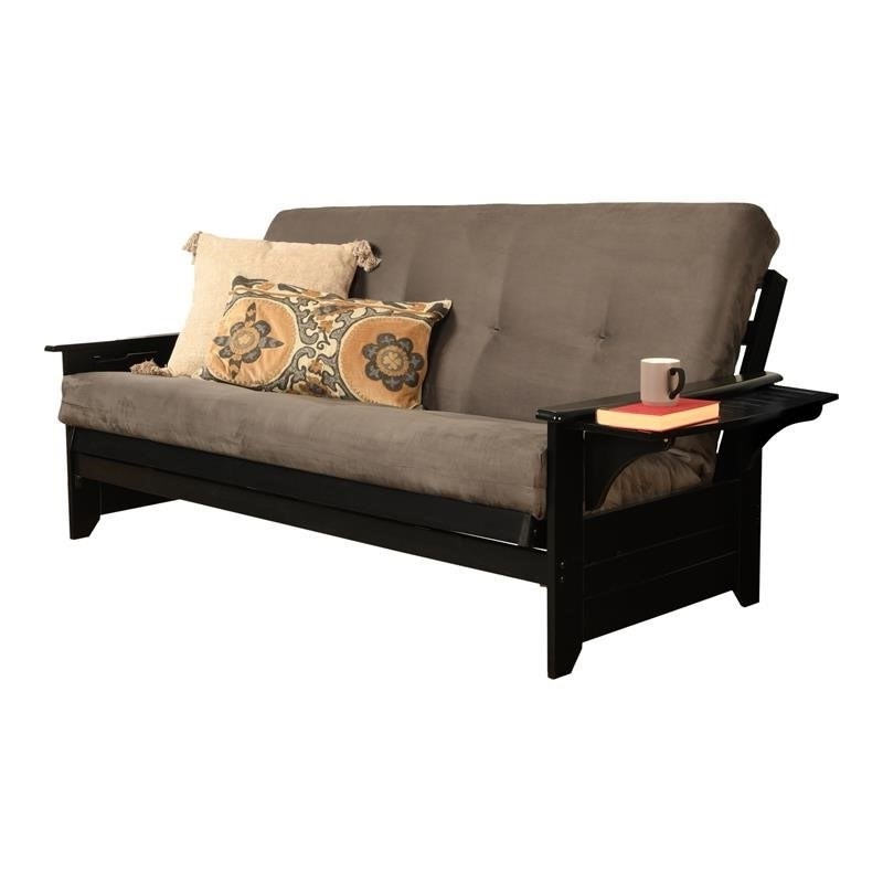 Maklaine Traditional Full-size Suede Futon in Gray-Frame Not Included