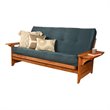 Maklaine Traditional Full-size Suede Futon in Blue-Frame Not Included