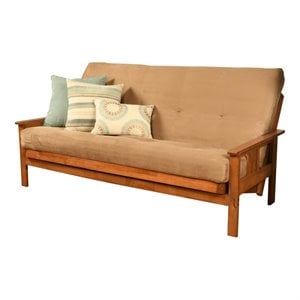 Maklaine Full-size Suede Peat Fabric Futon in Brown-Frame Not Included