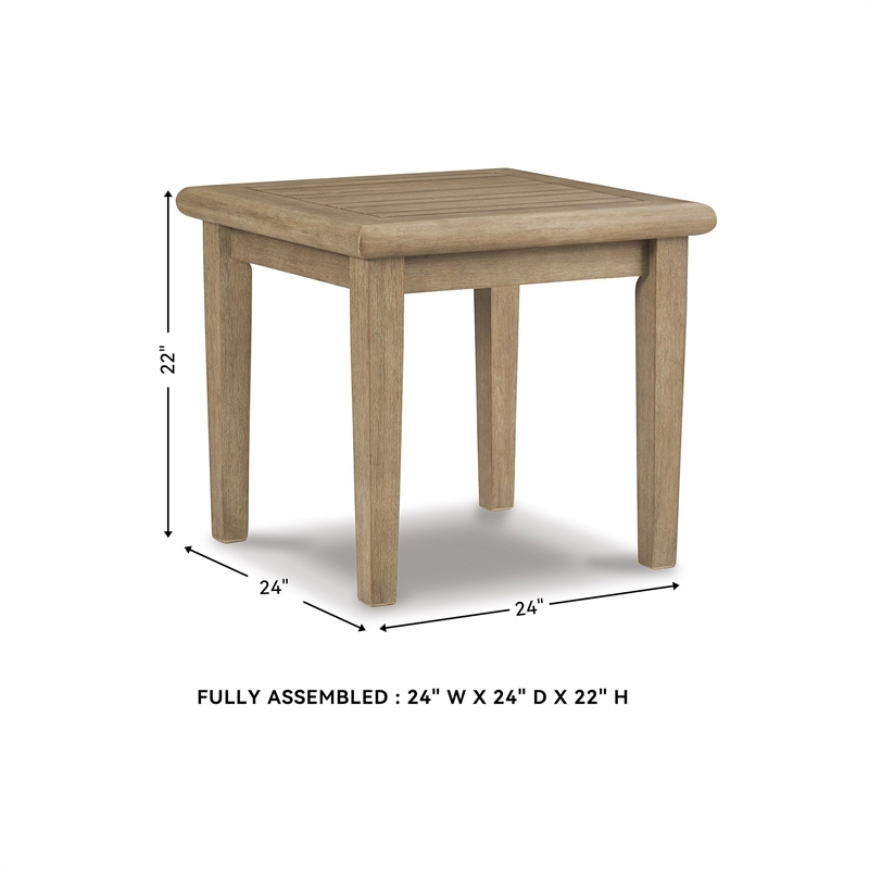 Maklaine Contemporary Square Patio End Table in Grayish Brown