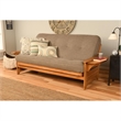 Maklaine Full-size Linen Fabric Futon in Stone Gray-Frame Not Included