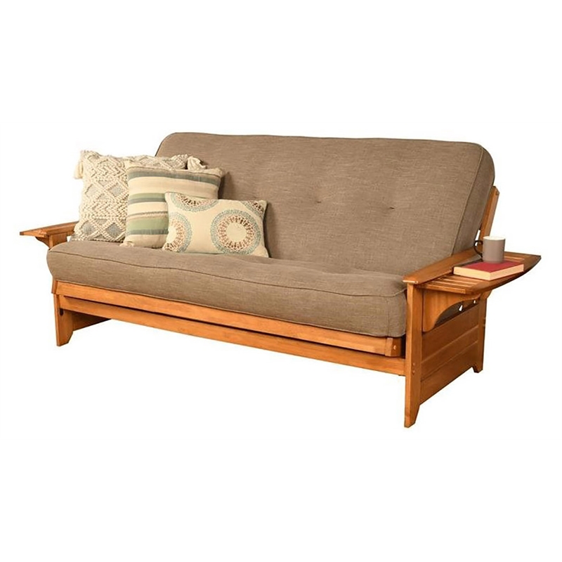 Maklaine Full-size Linen Fabric Futon in Stone Gray-Frame Not Included