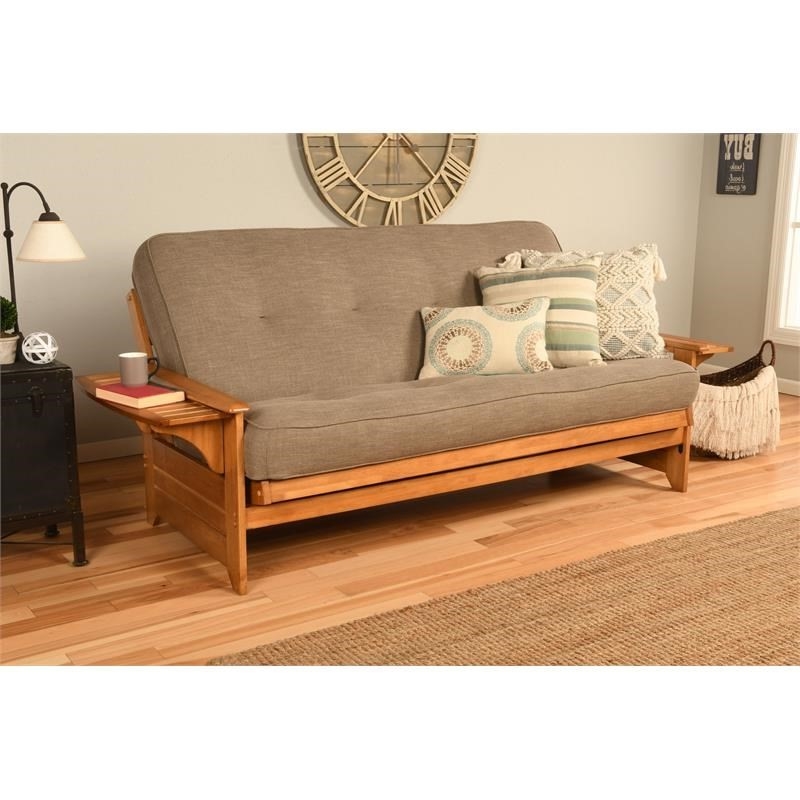 Maklaine Full-size Linen Fabric Futon in Stone Gray-Frame Not Included