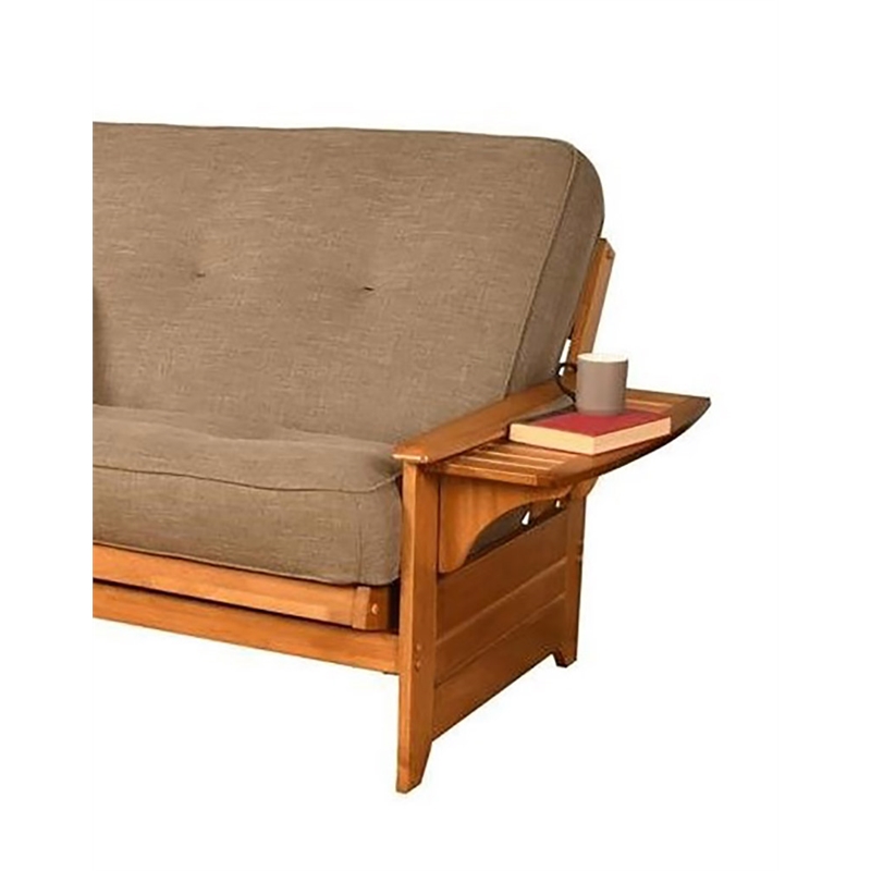 Maklaine Full-size Linen Fabric Futon in Stone Gray-Frame Not Included