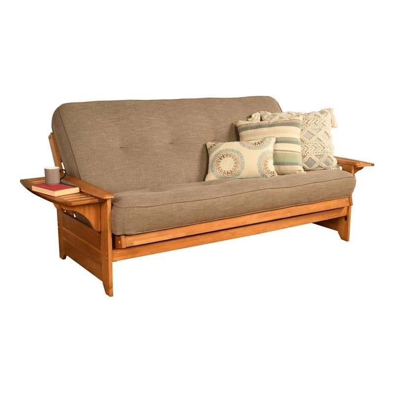 Maklaine Full-size Linen Fabric Futon in Stone Gray-Frame Not Included