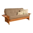 Maklaine Full-size Linen Fabric Futon in Stone Gray-Frame Not Included