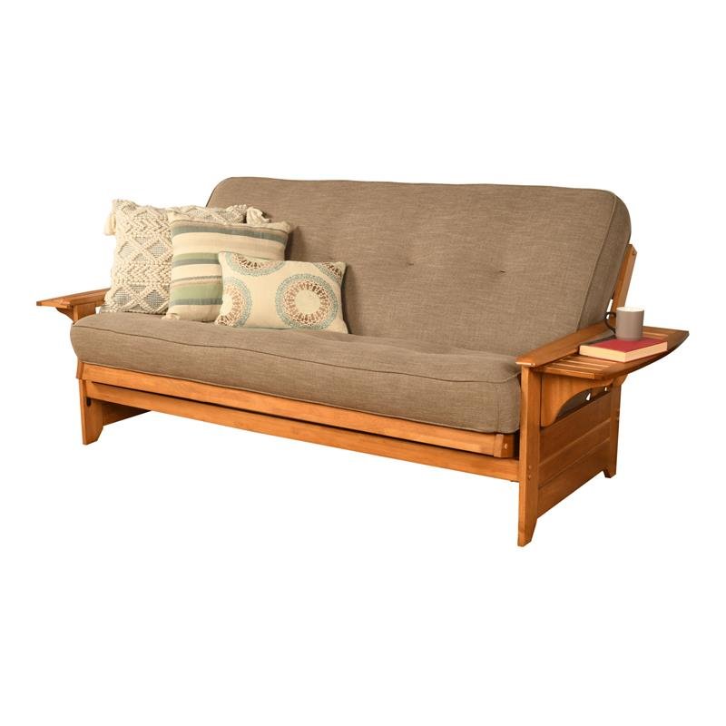 Maklaine Full-size Linen Fabric Futon in Stone Gray-Frame Not Included