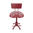 Maklaine Farmhouse Metal Tractor Seat Stool with Back in Red