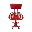 Maklaine Farmhouse Metal Tractor Seat Stool with Back in Red
