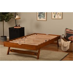 Maklaine Wood Pop Up Bed with Brown Frame-Mattress Not Included