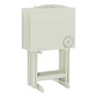 Maklaine 5 Piece Tray Table Set Planked Top with Compass Design in Gray Wood