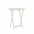 Maklaine 5 Piece Tray Table Set Planked Top with Compass Design in Gray Wood