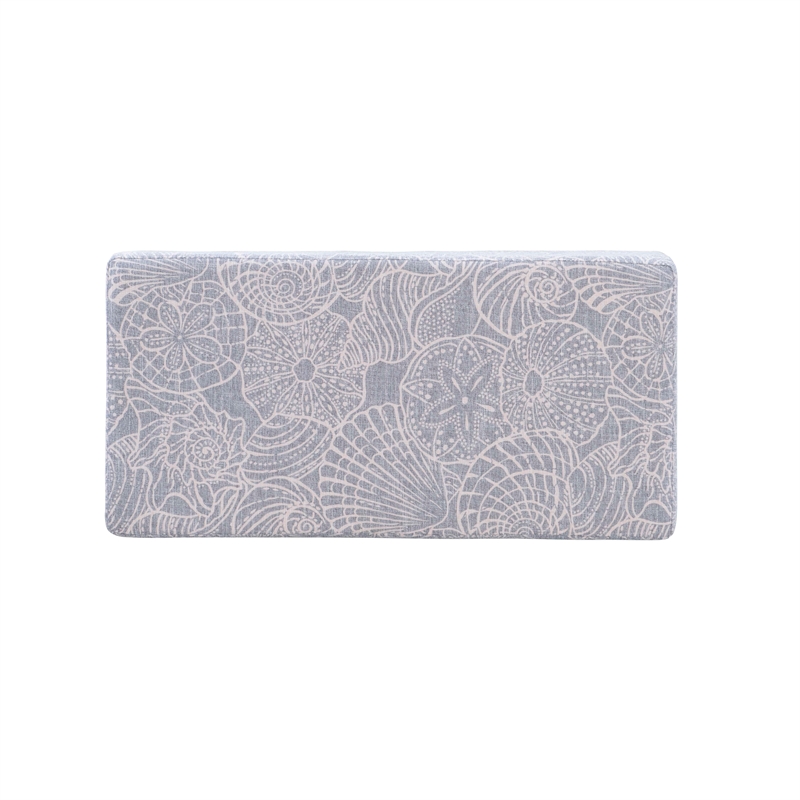 Maklaine Coastal Wood Upholstered Storage Ottoman in Stone Gray