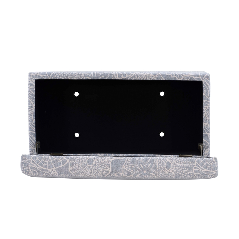 Maklaine Coastal Wood Upholstered Storage Ottoman in Stone Gray