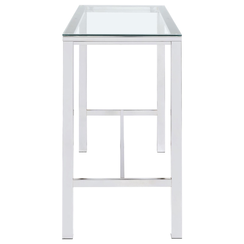 Maklaine Contemporary Rectangular Glass Top Pub Table in Clear