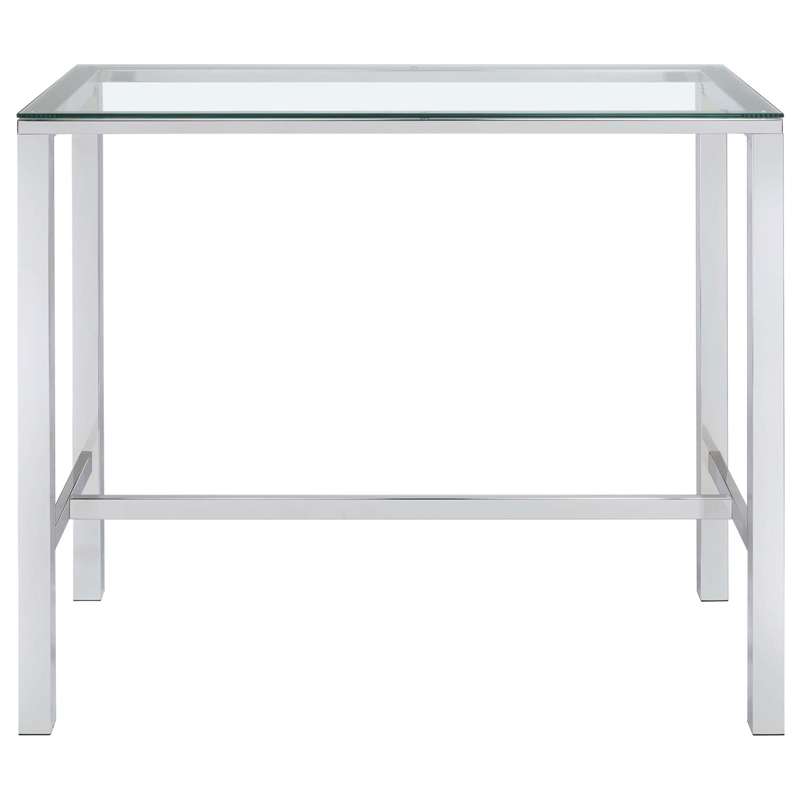 Maklaine Contemporary Rectangular Glass Top Pub Table in Clear