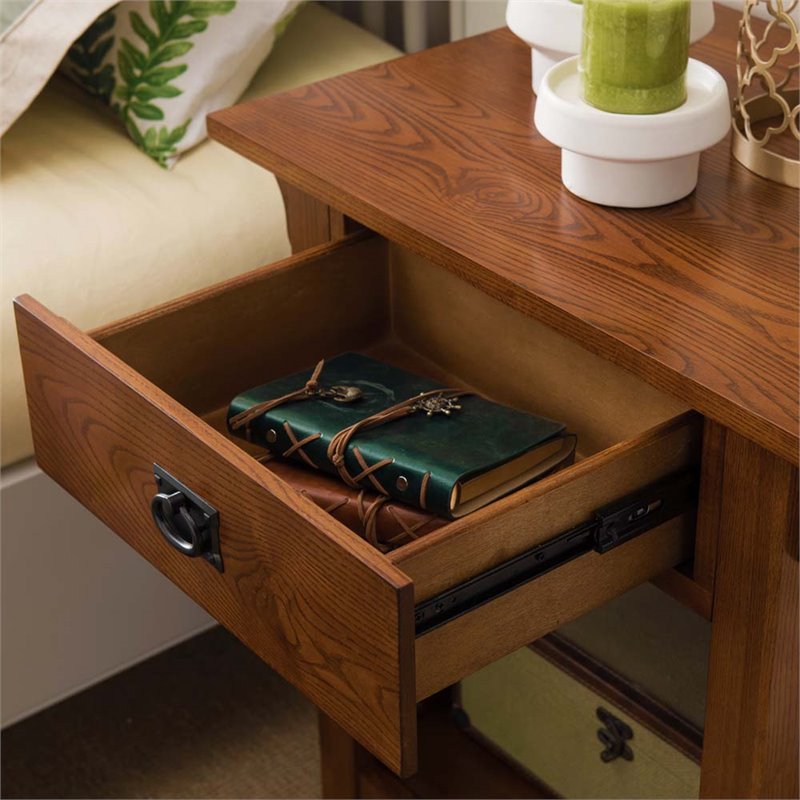 Maklaine Modern / Contemporary 1 Drawer Nightstand in Medium Oak