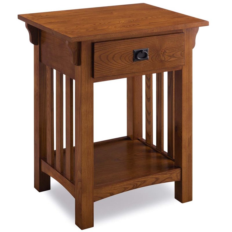 Maklaine Modern / Contemporary 1 Drawer Nightstand in Medium Oak
