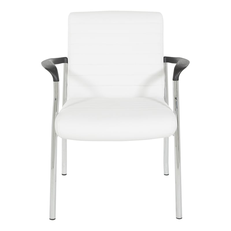 Maklaine Guest Chair in White Faux Leather with Chrome Frame