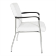 Maklaine Guest Chair in White Faux Leather with Chrome Frame